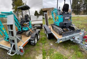 FM LOCATION REMORQUE : porte engins 3500kg longueur : 3,56m